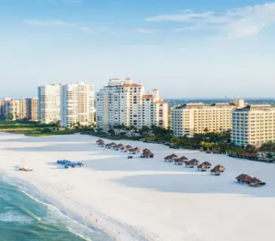 Aerial view of the beach on Marco Island